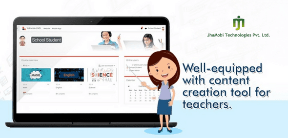 Well-equipped with content creation tool for teachers.